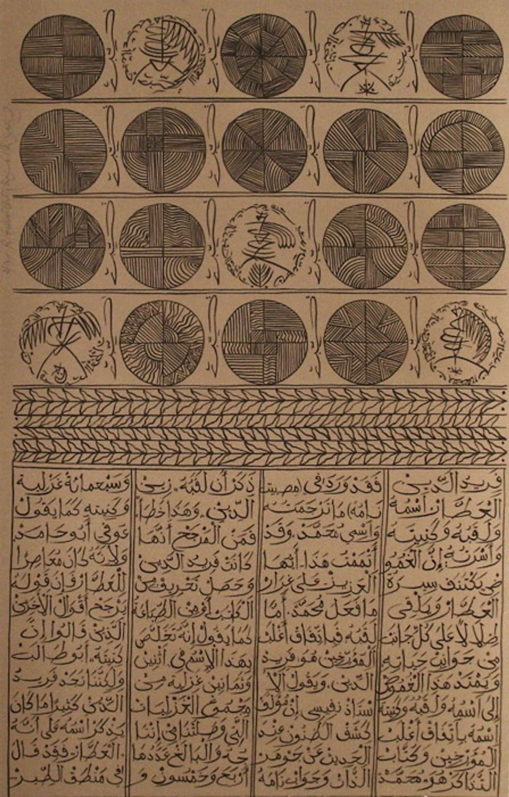 Lithographie signée Rachid Koraïchi, Hommage à Farid Ed Dine Attar IV, 2009