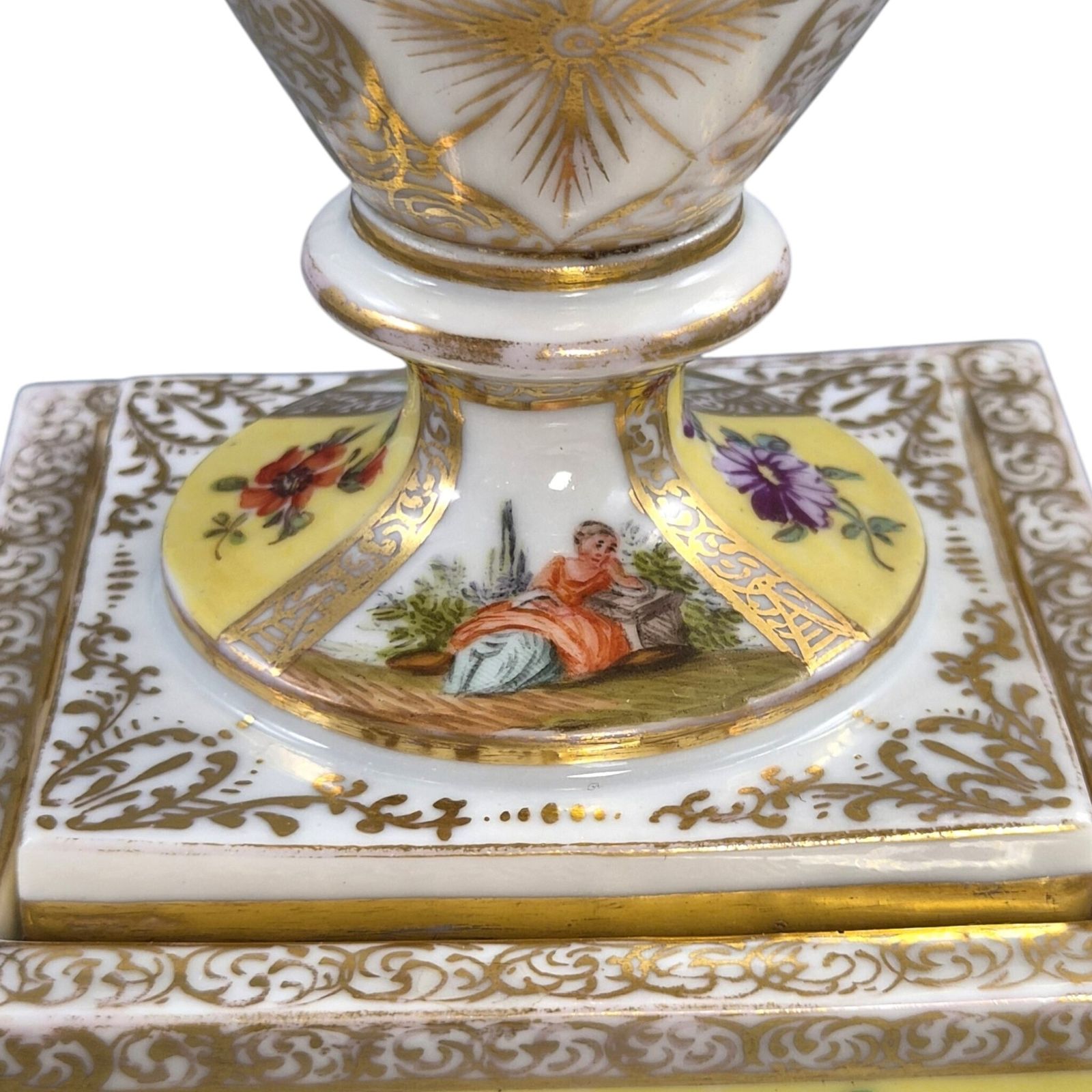 Home Decor Helena Wolfsohn Royal Yellow Dresden Urns On Pedestals, C.1879 1883 photo