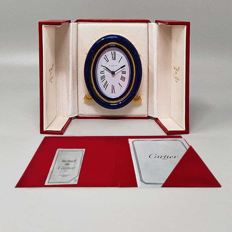 Home Decor 1980s Gorgeous Cartier Alarm Clock Pendulette Lapis Lazuli. Made In Swiss photo