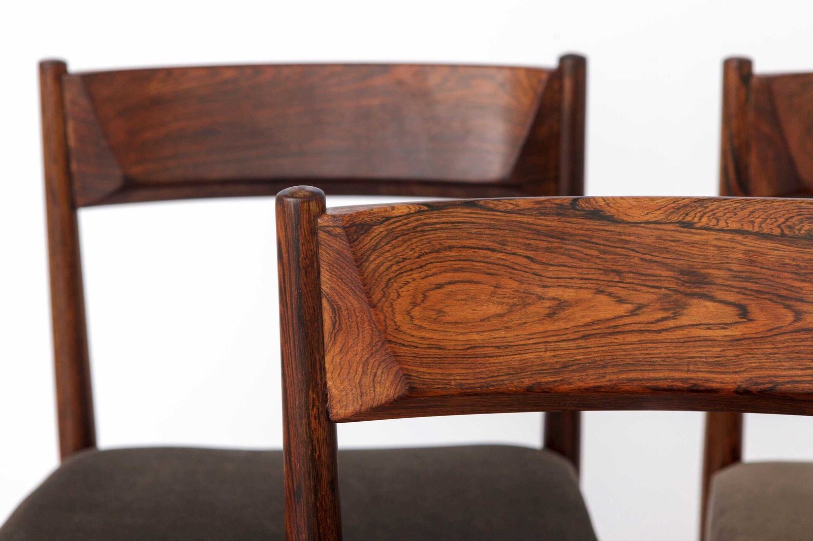 Set Of 3 Vintage Rosewood Dining Chairs, 1960s Mid Century Modern Chairs, Restored Wooden Chairs, Upholstered Seats photo vinterior