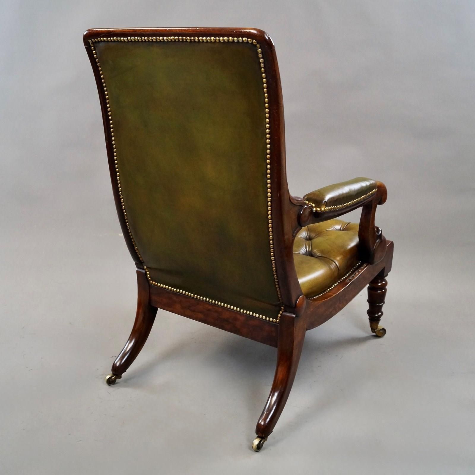 Een William IV fauteuil met geknoopte leren bekleding en verstelbare rugleuning photo 3950.0