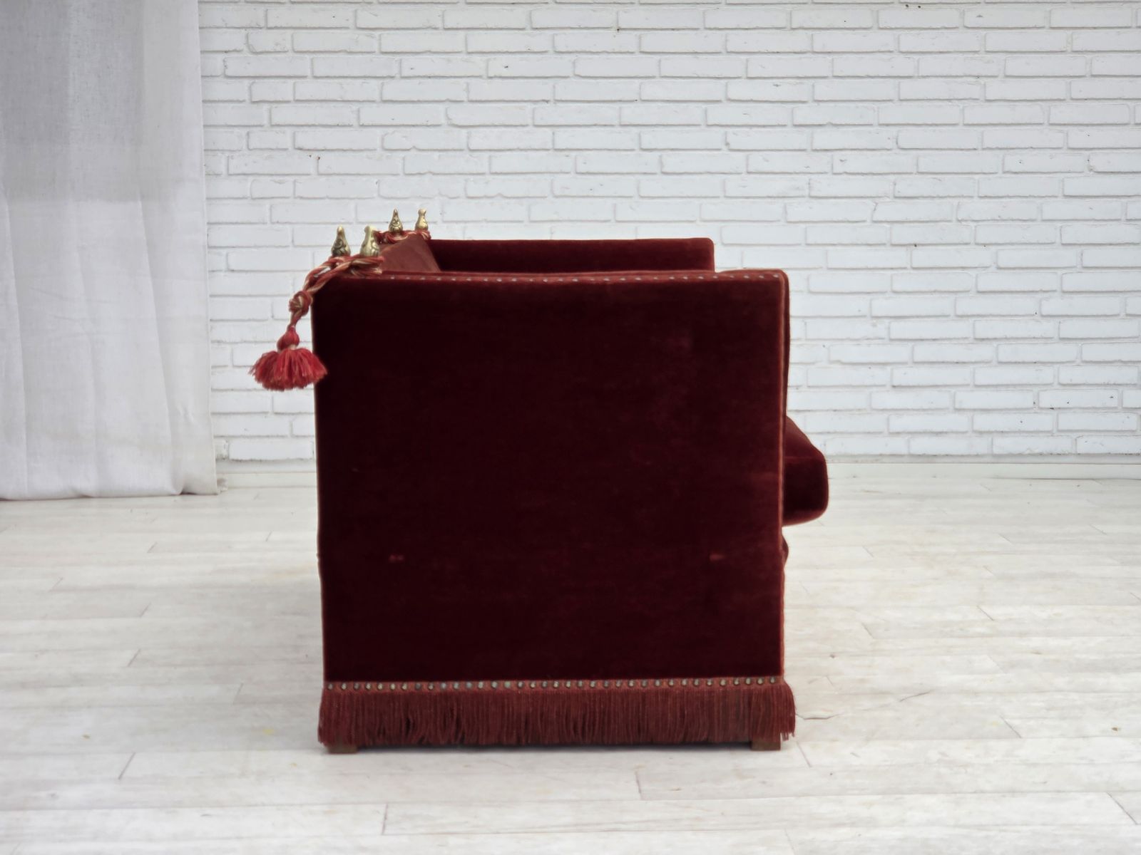 Furniture 1970s, Danish 2 Seater Drop Arm "Spanish" Sofa, Furniture Velour. photo