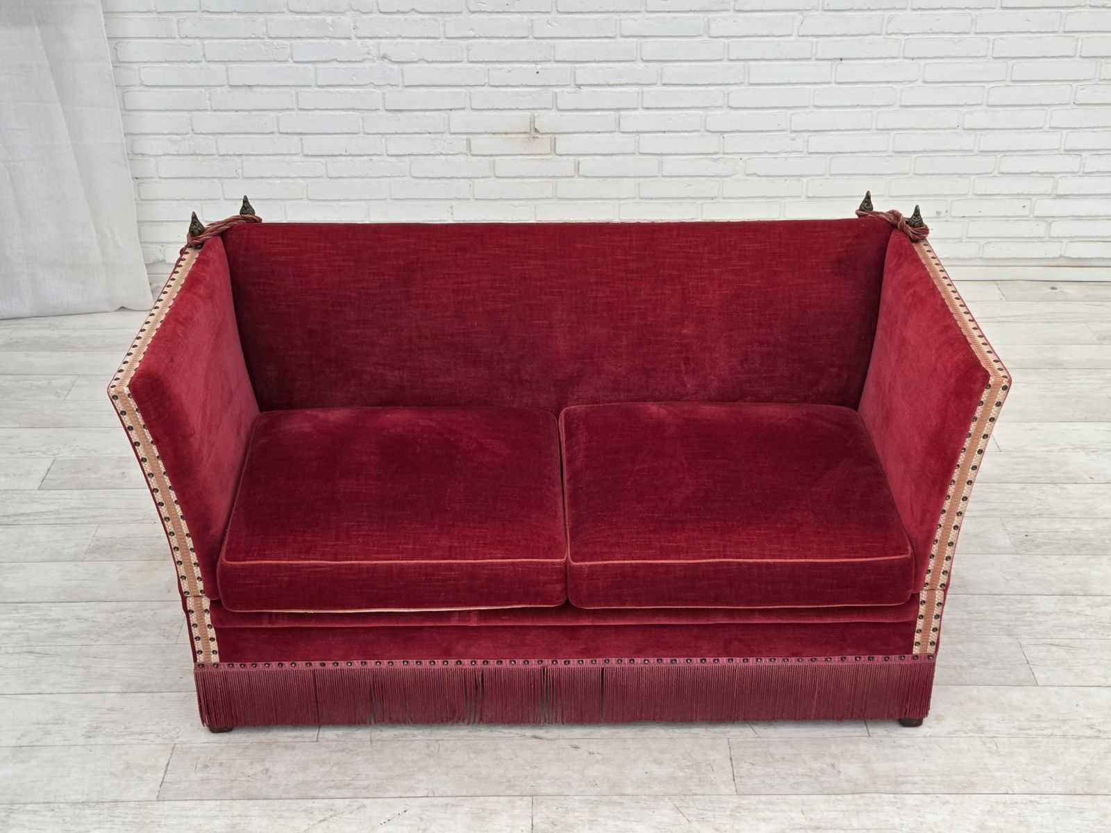 1970s, Danish 2 Seater Drop Arm Sofa, Furniture Velour. photo for sale