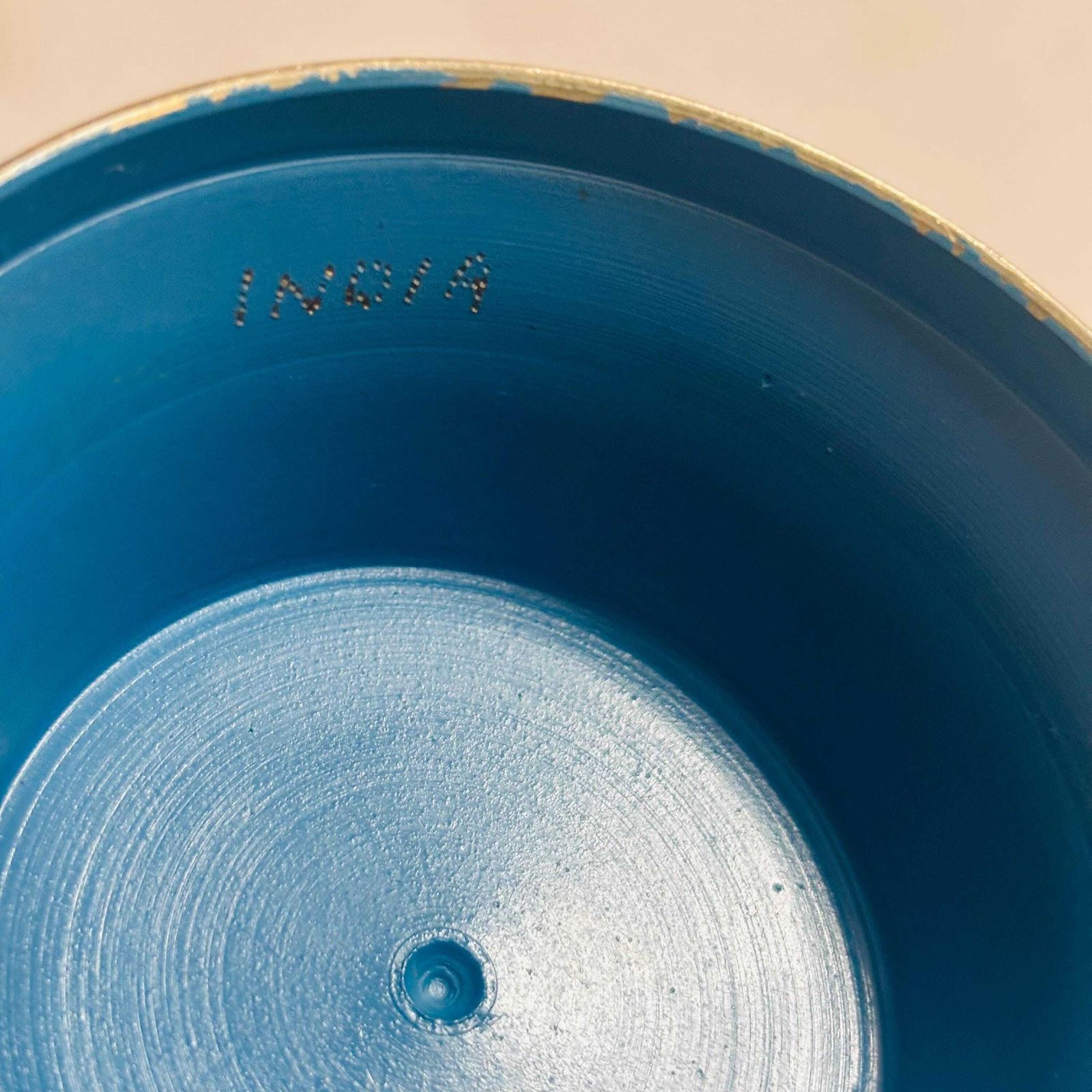 Vintage Indische geëmailleerde messing Aftaba-ewer uit de jaren 1960, teal en goud photo vinterior
