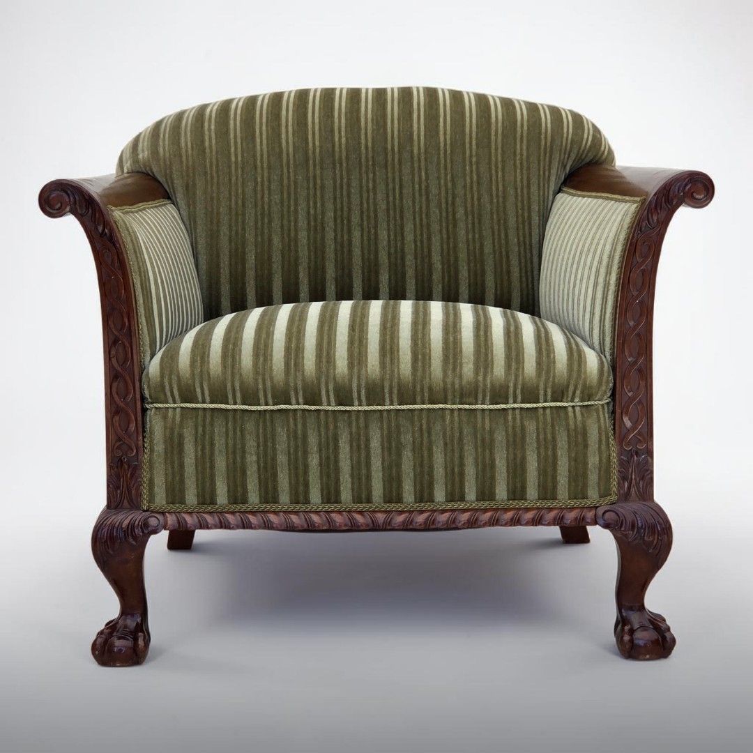 1950s, Danish Armchair, Furniture Velour, Teak Wood.