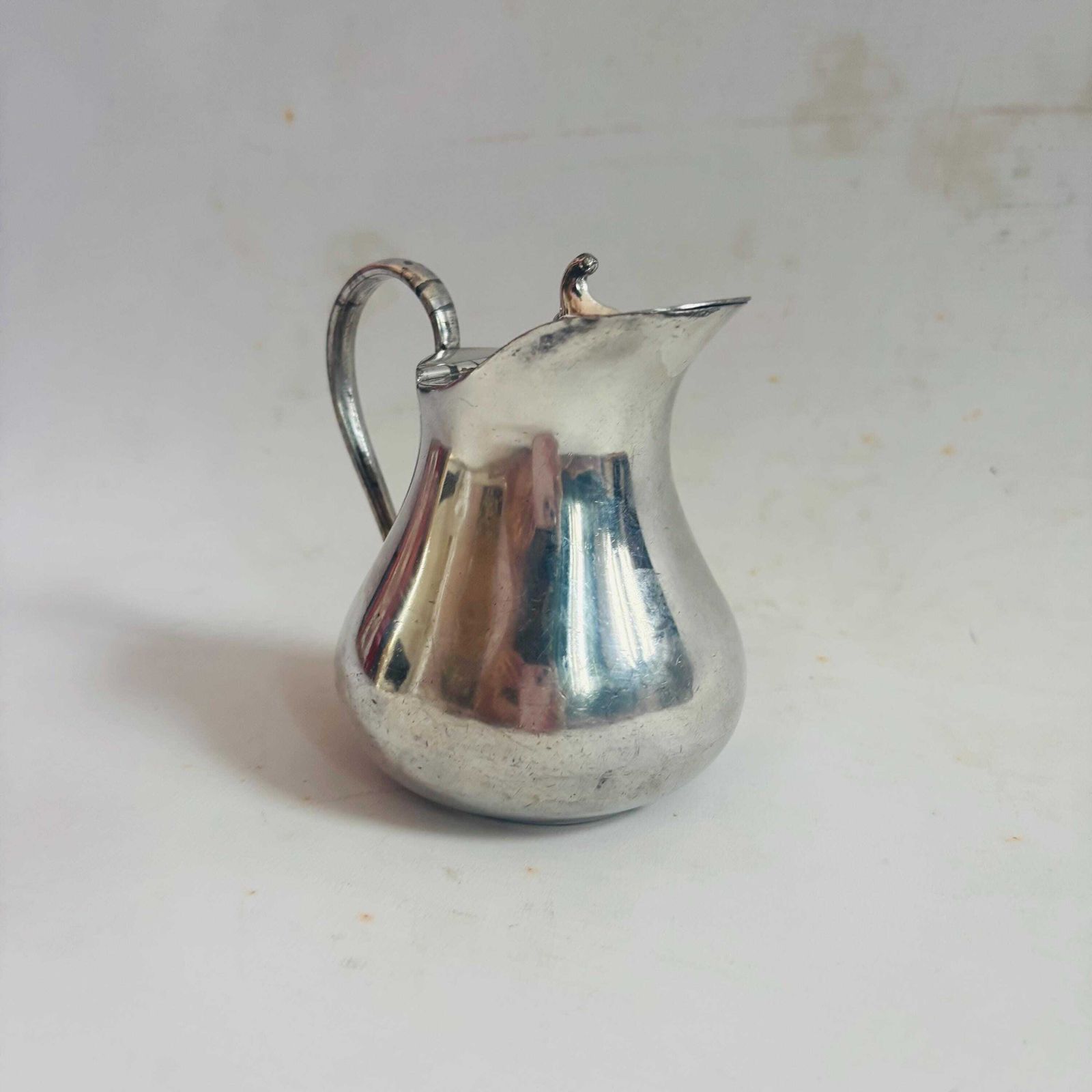 Pot à lait vintage TL&SS Sheffield argenté avec couvercle, Design 5415, cabossé photo vintage