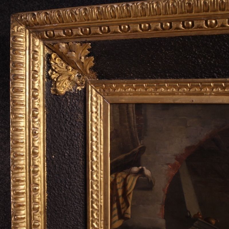 Peinture italienne, scène d'intérieur, XIXe siècle photo vintage