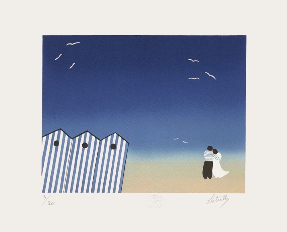 Francis Latreille Gesigneerde Lithografie Les Trois Cabines 1995
