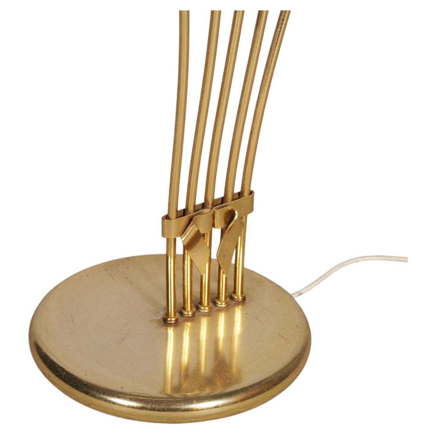 Angelo Lelli Attributed Arredoluce Monza Brass Floor Lamp With Murano Glass Shades, Italy photo furniture