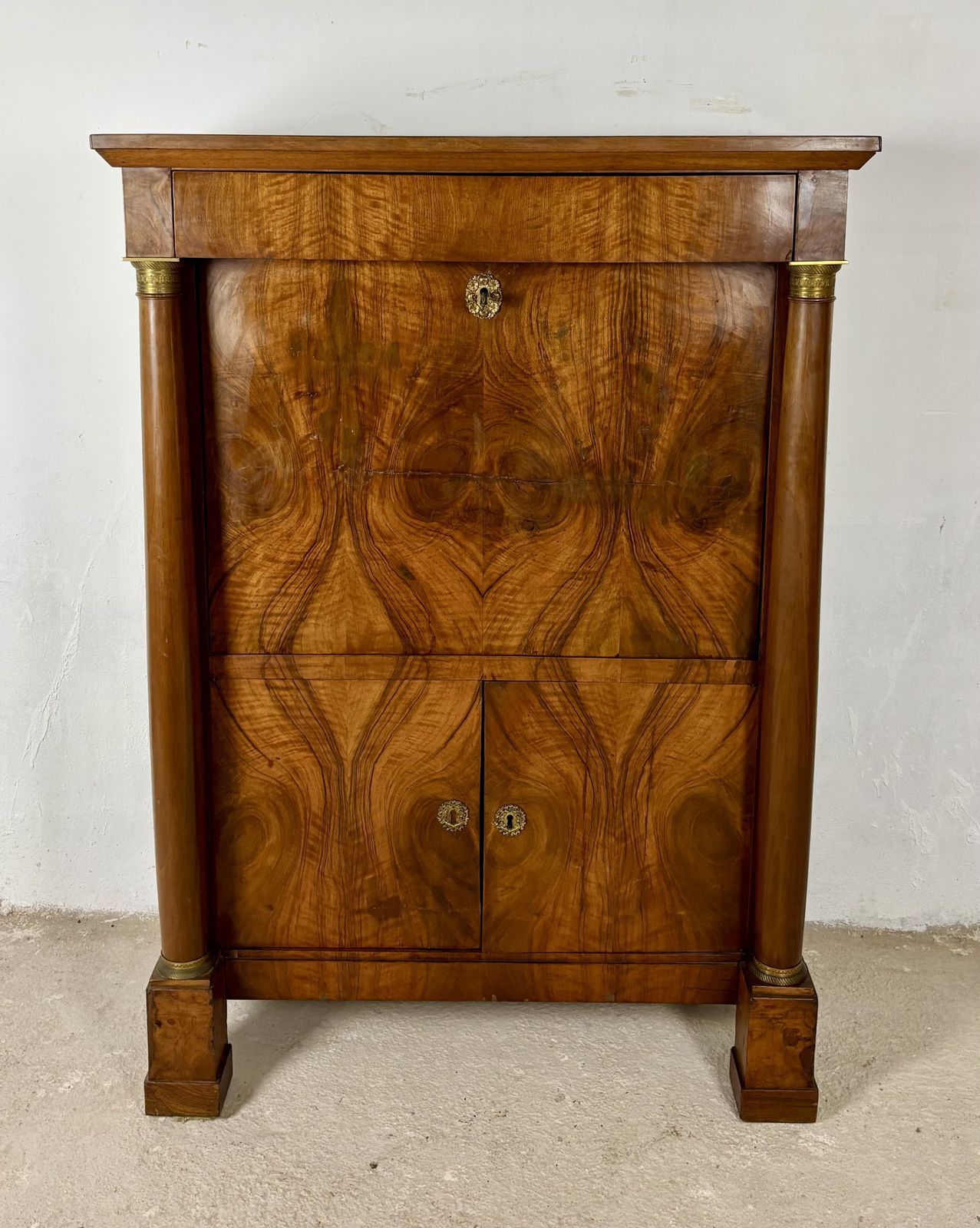 Grote Franse Empire secretaire abattant in walnoot, begin 20e eeuw photo Meubels