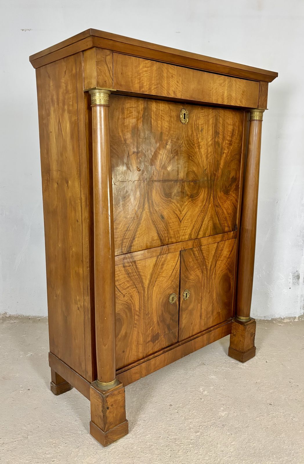 photo vintage Grote Franse Empire secretaire abattant in walnoot, begin 20e eeuw