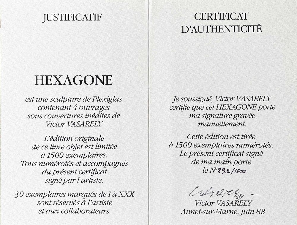 Victor Vasarely Gesigneerd Sculptuur Hexagone 1988 photo furniture
