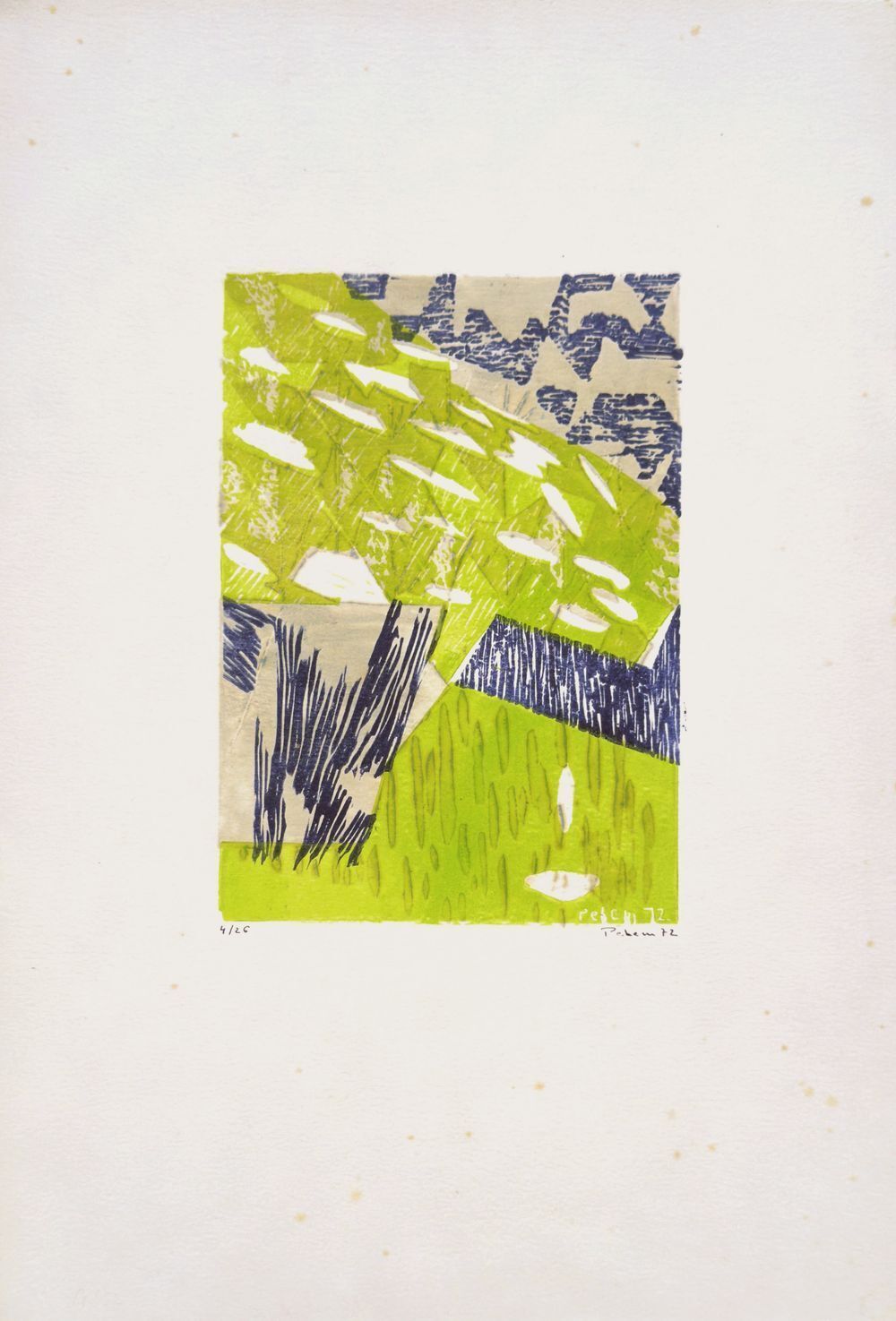 Monique Pehem (Breton Prouté) Gesigneerde Linosnede Marguerites En Touffe 1972
