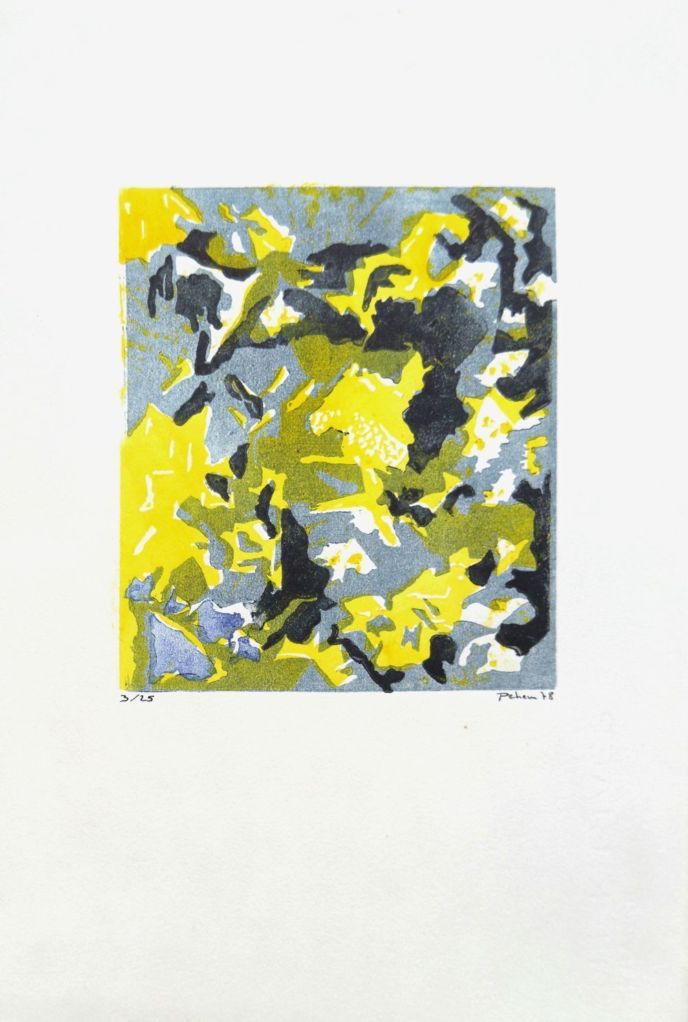 Monique Pehem (Breton Prouté) Signed Linocut Lumière à Travers Le Feuillage 1978