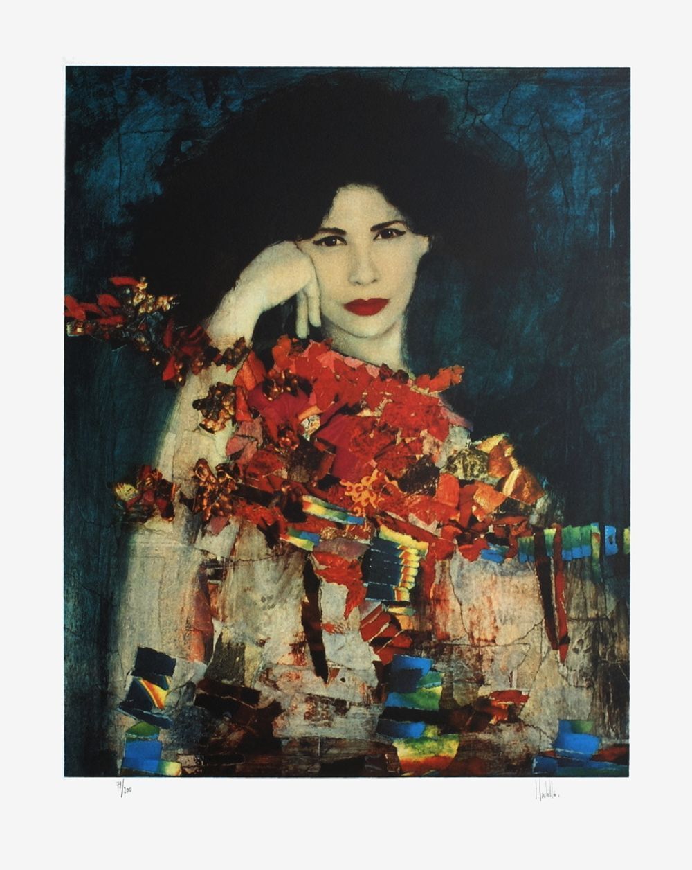 Juan Castilla Gesigneerde Litho Femme Au Bouquet 1999