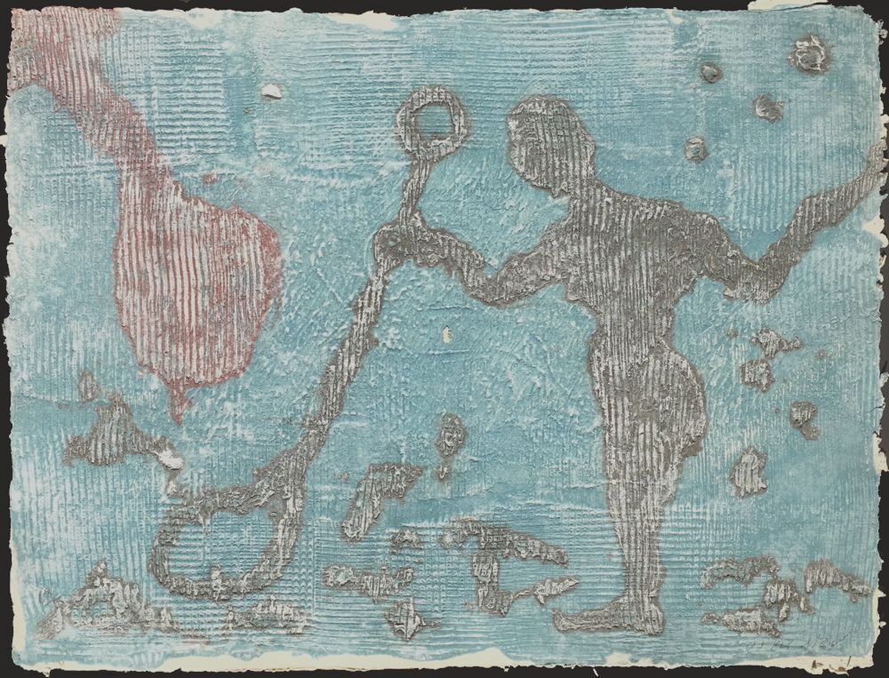 Pierre Marie Brisson gesigneerde carborundum ets Mouvement Marin 1992