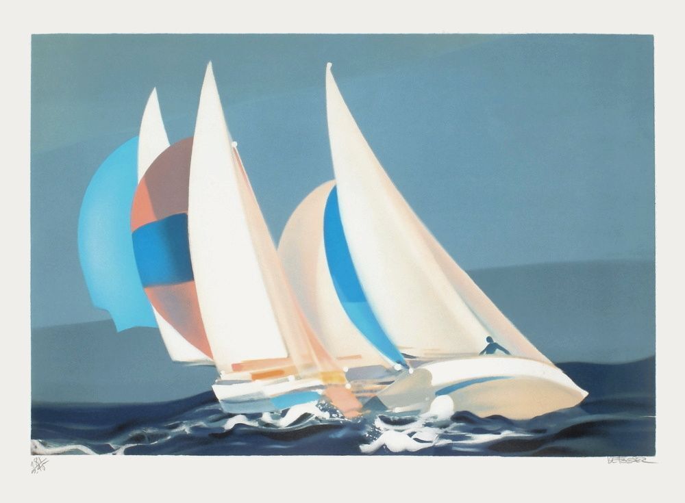 Alfred Defossez Gesigneerde Lithografie Régate
