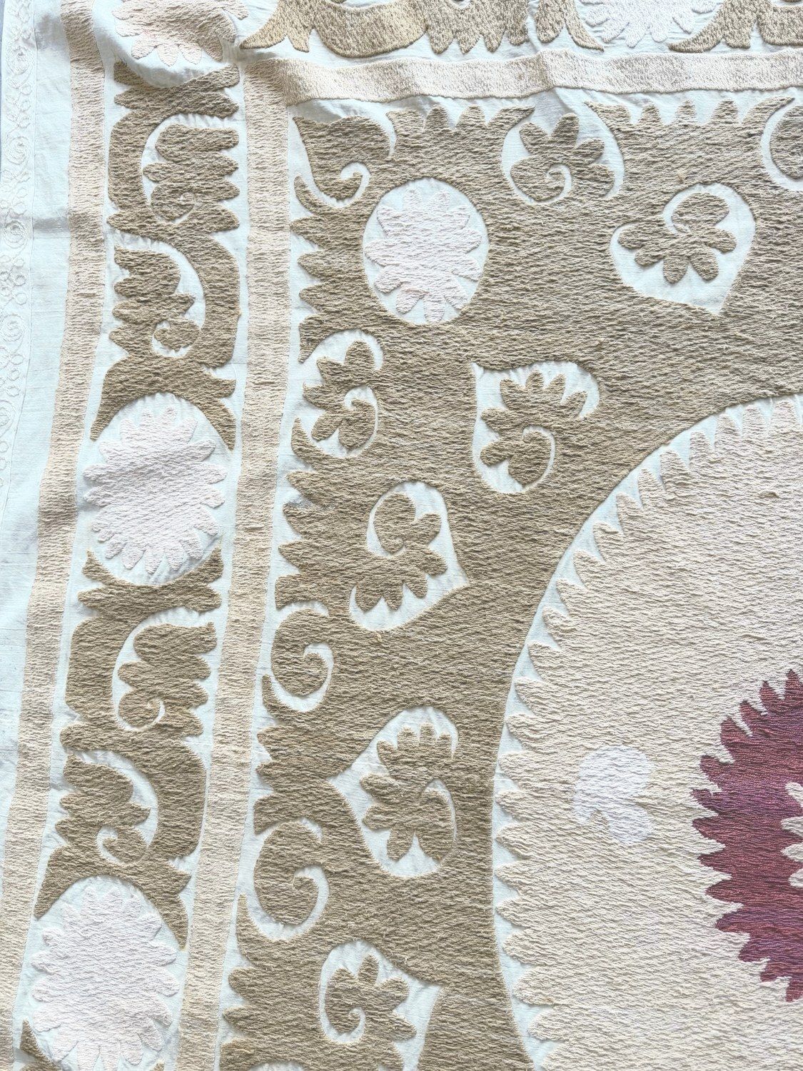 Embroidered Suzani Tablecloth From Bukhara 145 X 154 Cm photo 319.0