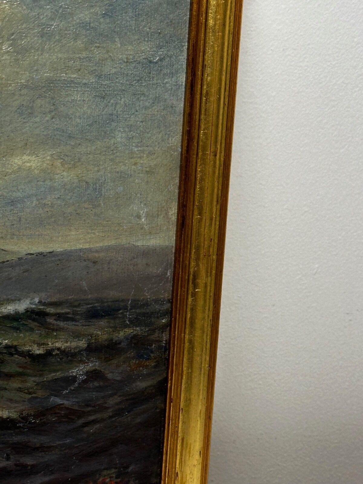 Antique Marine Oil Painting Spring Breeze & Squally Garwick Bay Isle Of Man photo for sale