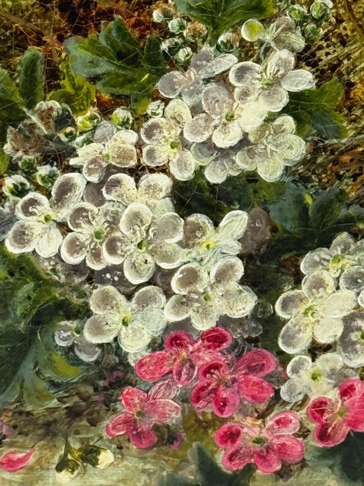 Kunst Oliver Clare Victoriaans olieverfchilderij bloesem vogelnest & blauwe eieren ca.1880-1890 photo