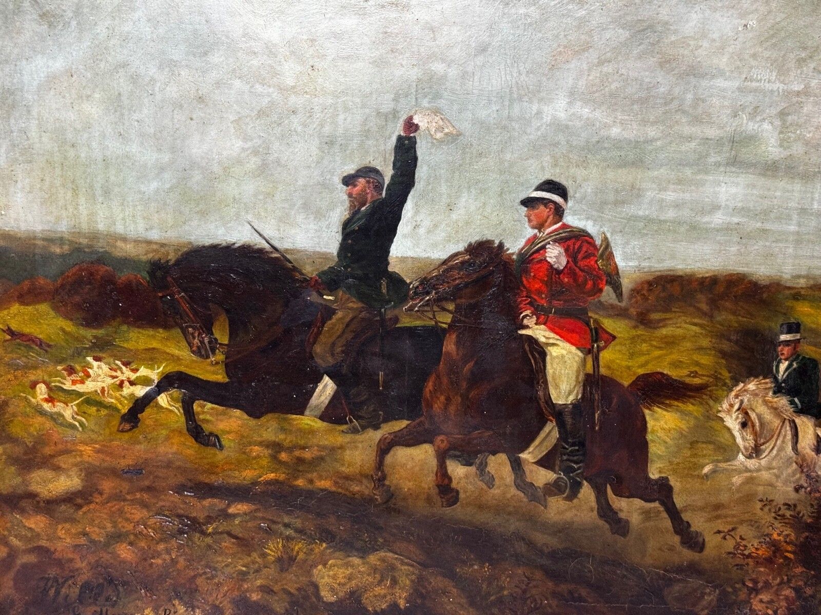 French 19th Century Oil Painting Huntsman In Hot Pursuit By Guillaume Urban Régamey photo for sale