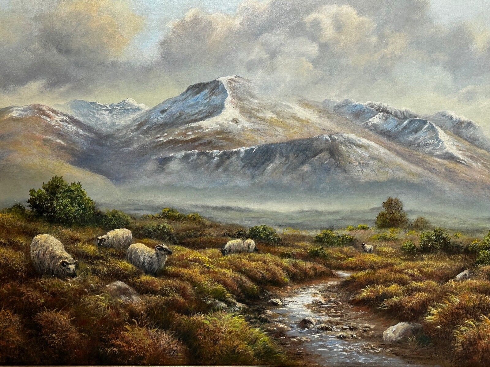 Vintage Oil Painting Scottish Highlands Sheep In The Ben Nevis Range By Wendy Reeves photo furniture