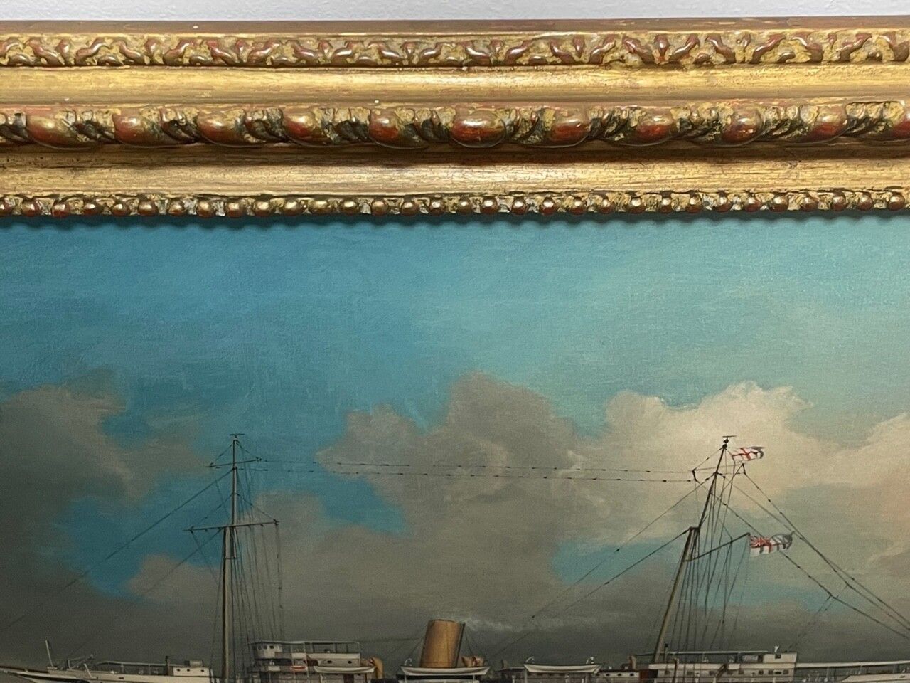 Midden 20e eeuw, Anglo Chinese School, maritiem olieverfchilderij, HMS Alacrity, schoener, stoomschip photo vinterior