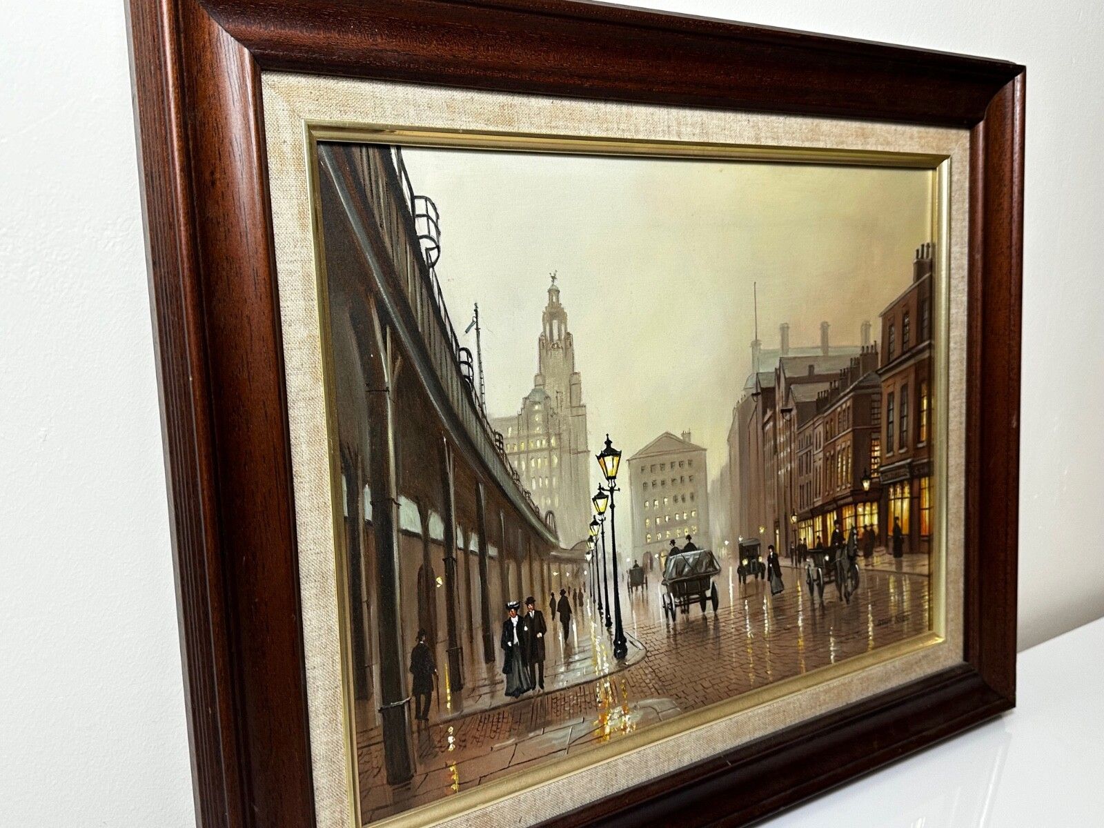 Olieverfschilderij - Liverpool Strand Street Dock Road 1911 Edwardiaans stadsgezicht, gesigneerd Steven Scholes photo vintage