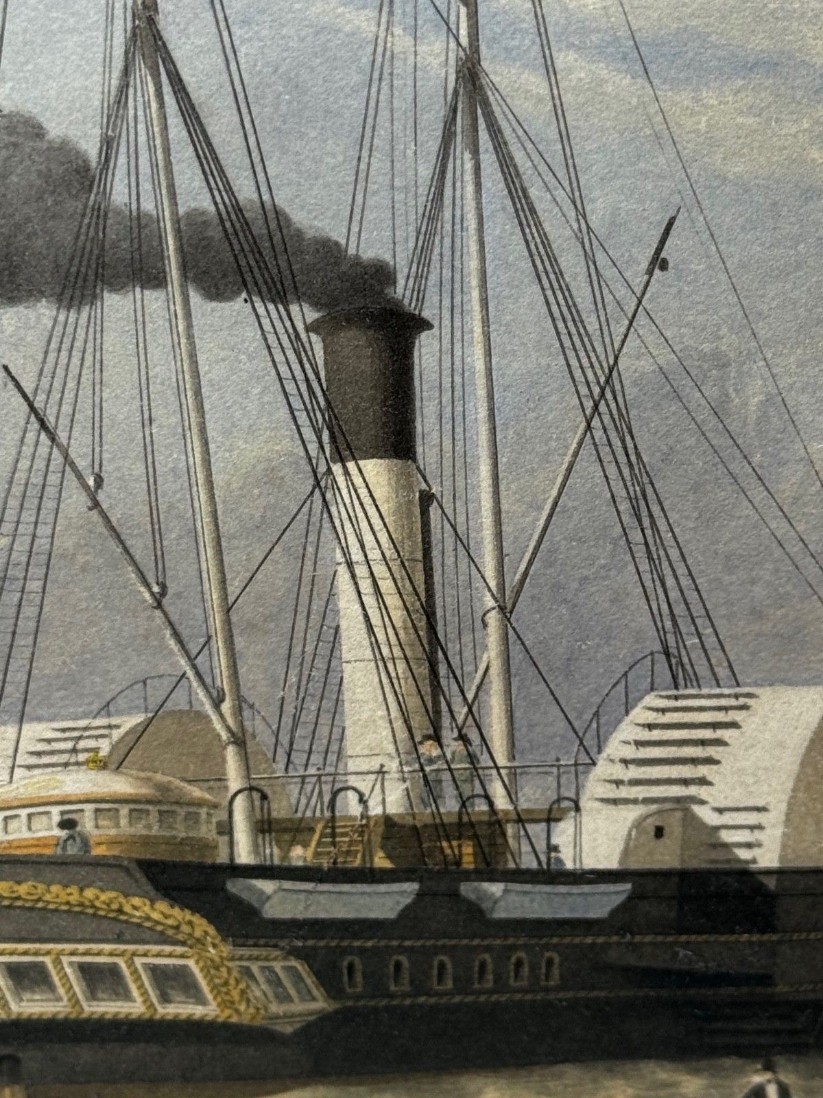 photo vintage Victoriaans maritiem schilderij HMY Victoria & Albert First Royal Steam Yacht Off Osborne House in de stijl van Nicholas Matthew Condy