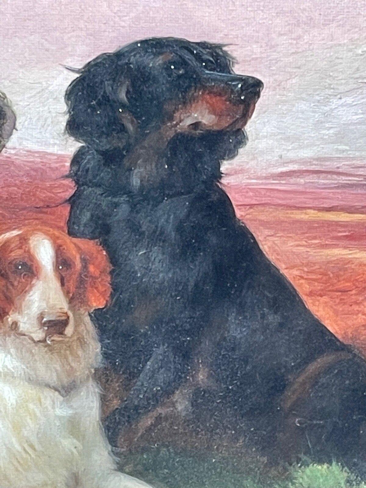 19e-eeuws olieverfchilderij "Game Dogs" gesigneerd Robert Cleminson photo Kunst