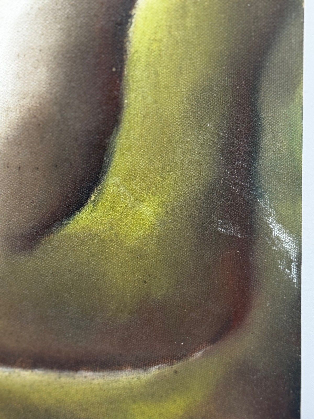 Kunst Groot vintage olieschilderij naar voorbeeld van Picasso, cubistisch beïnvloed, cascaderend heuvelstadsdorp photo