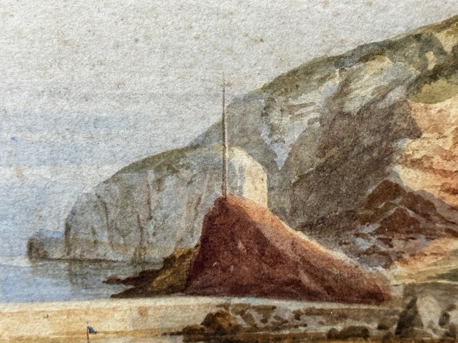 Groot aquarel kustlandschap Babbacombe Beach Devon, begin 20e eeuw, door Samuel Edward Kelly photo vintage