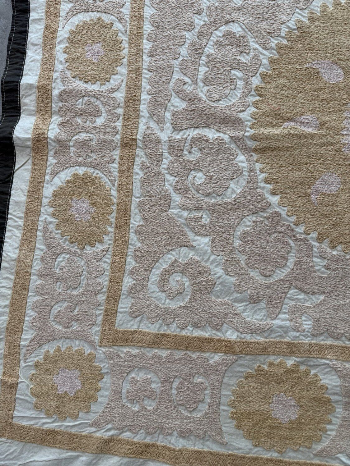 Suzani Bukhara brodée à la main, tenture murale en coton crème ivoire, motifs ethniques, 123 x 135 cm photo Textiles