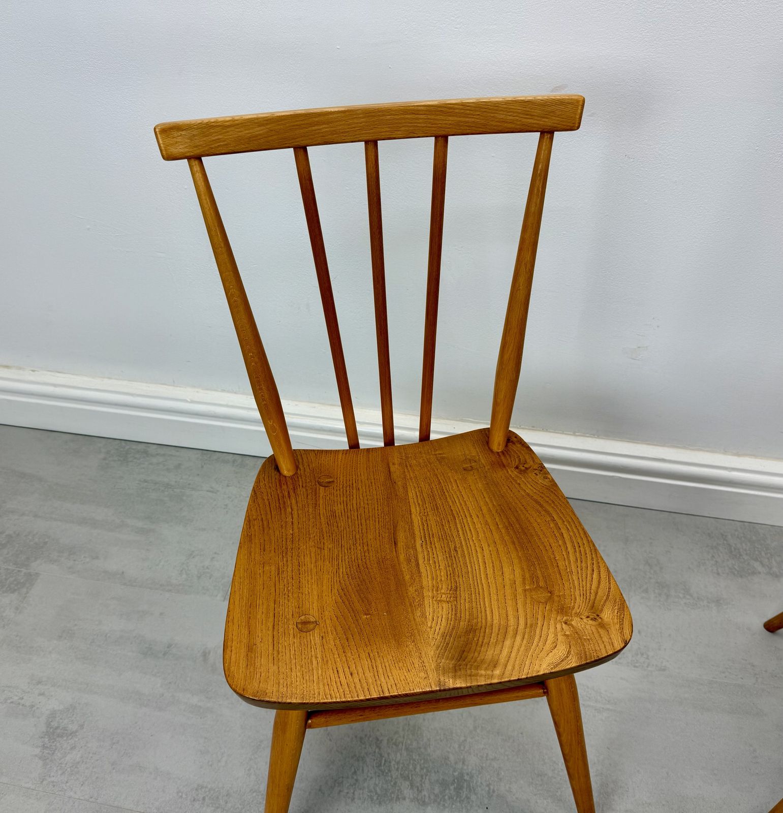Two Ercol Stick Back Dining Chairs photo furniture
