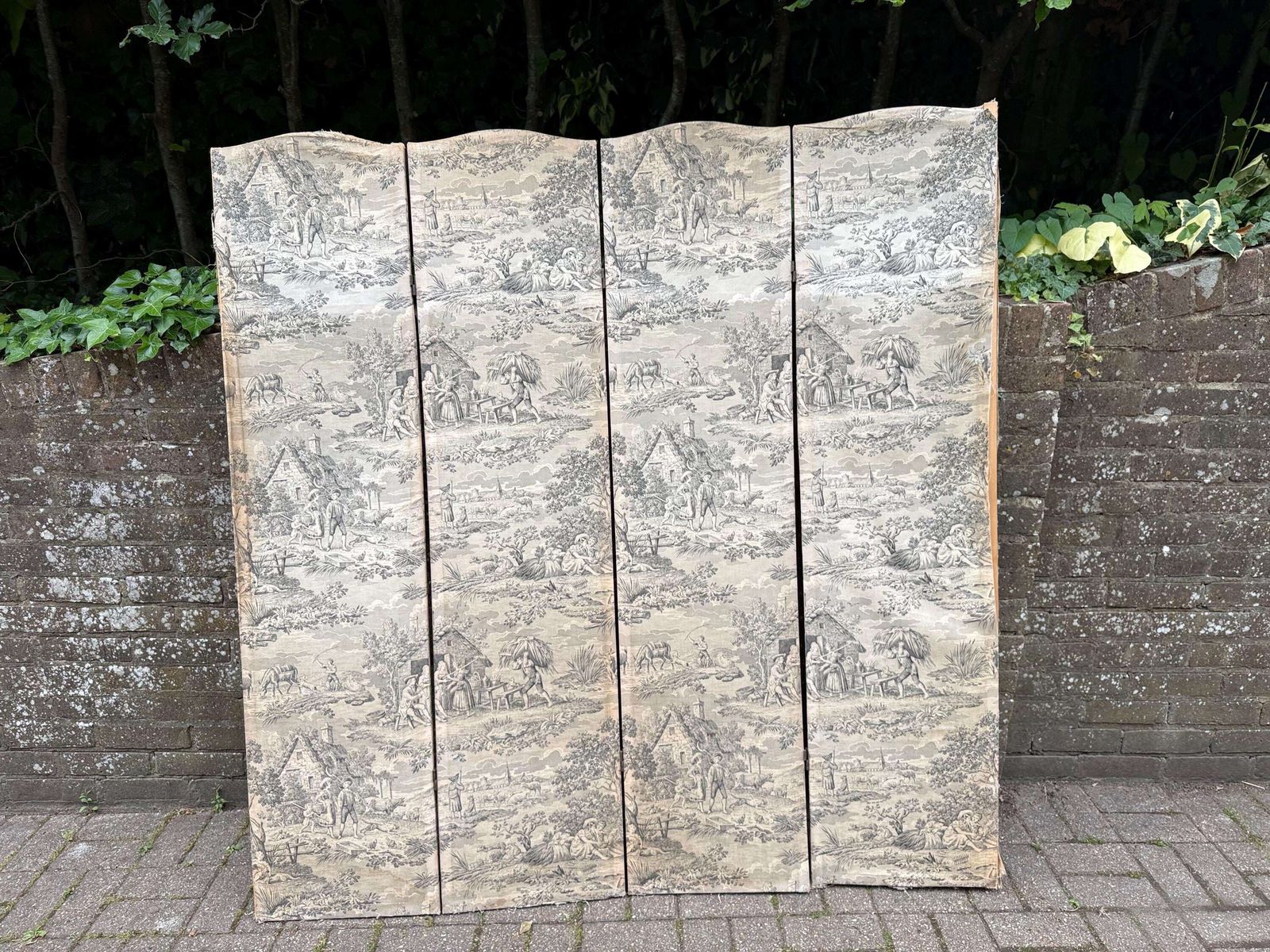 Vintage French Country Toile Folding Screen Room Divider Decorative Panel   Upcycling Project photo Home Decor