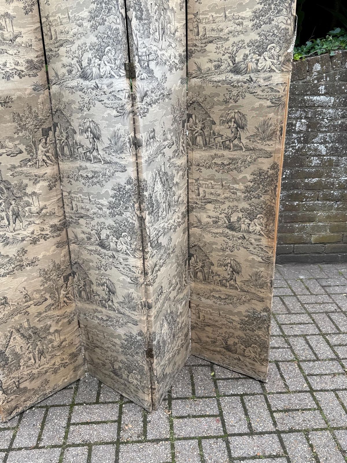 Home Decor Vintage French Country Toile Folding Screen Room Divider Decorative Panel   Upcycling Project photo