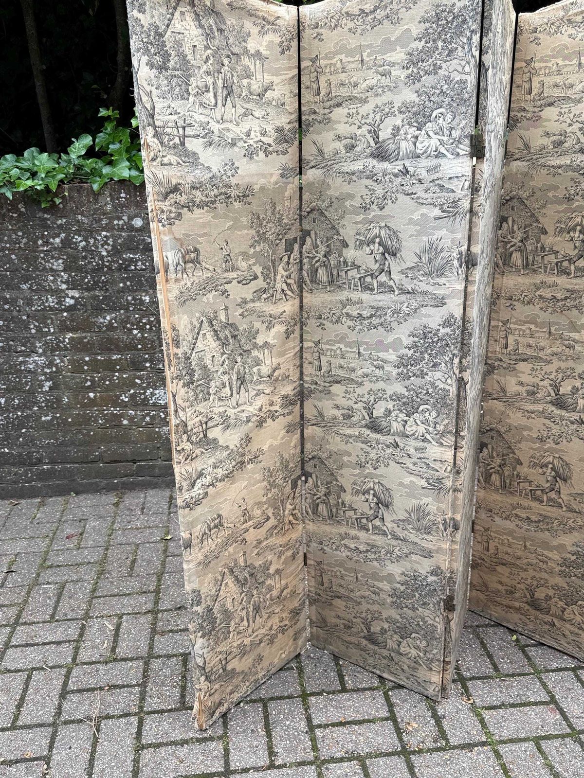 photo buy Vintage French Country Toile Folding Screen Room Divider Decorative Panel   Upcycling Project