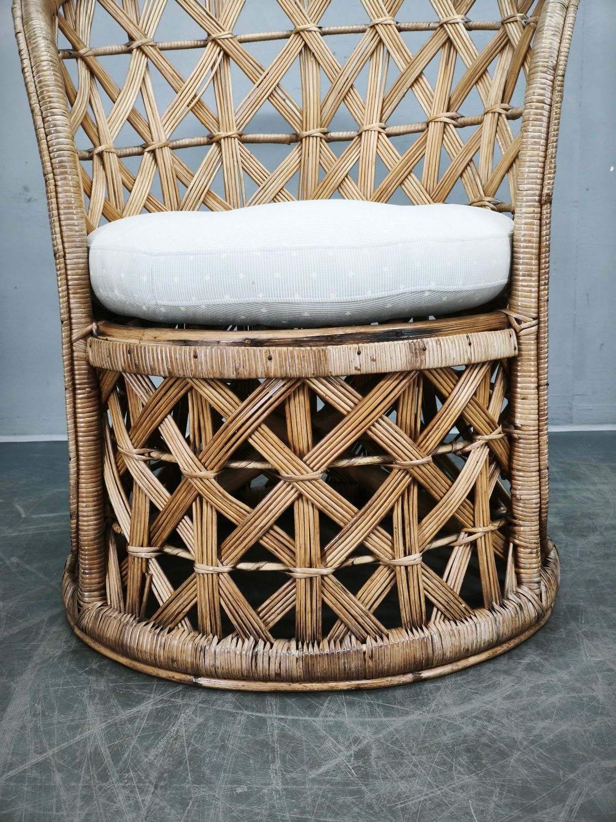 photo vintage Stel Italiaanse bamboe en rotan loungestoelen, jaren 1960