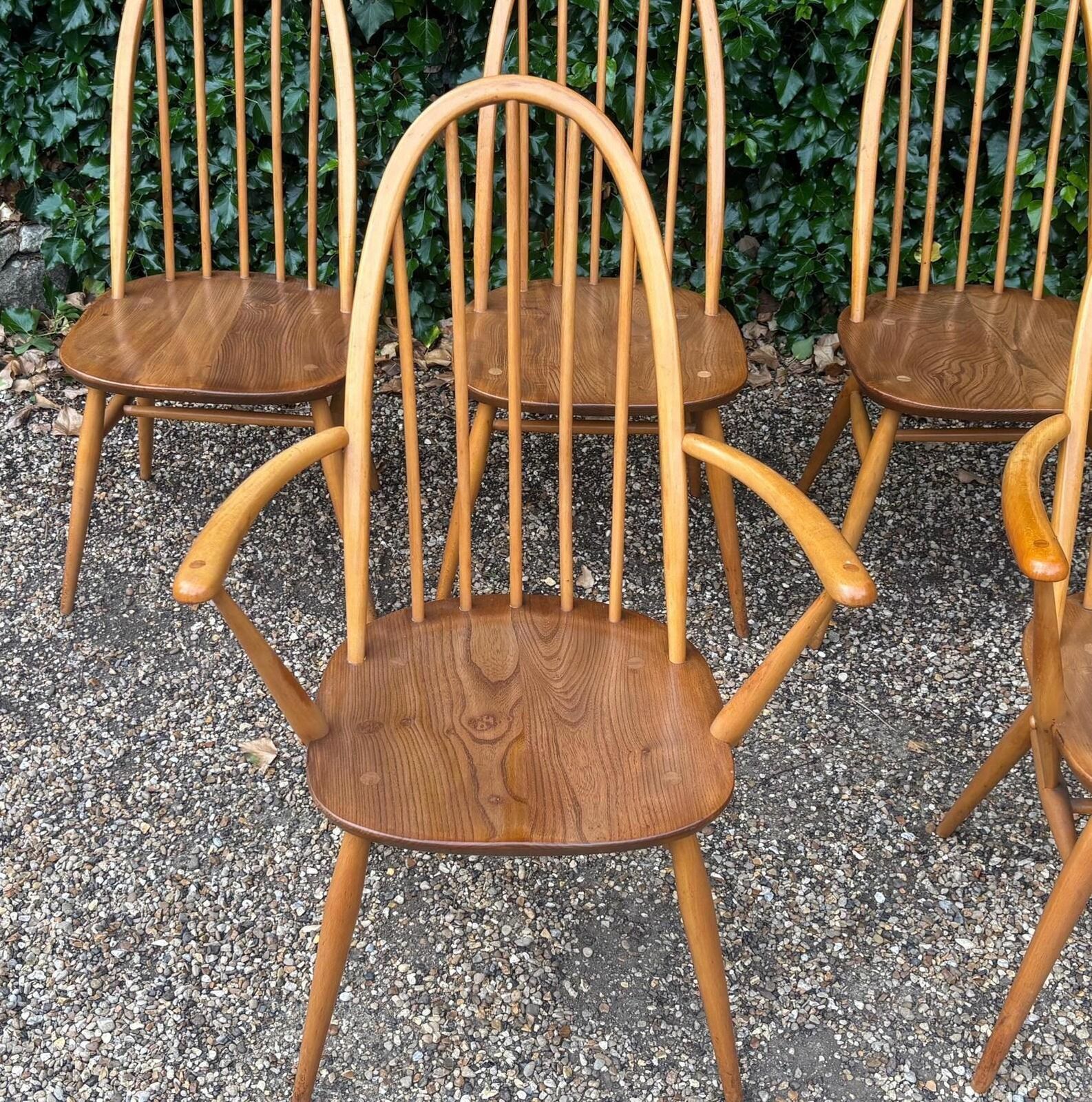 Set Of Six Ercol Windsor 365 Quaker Dining Chairs C.1960s photo 900.0