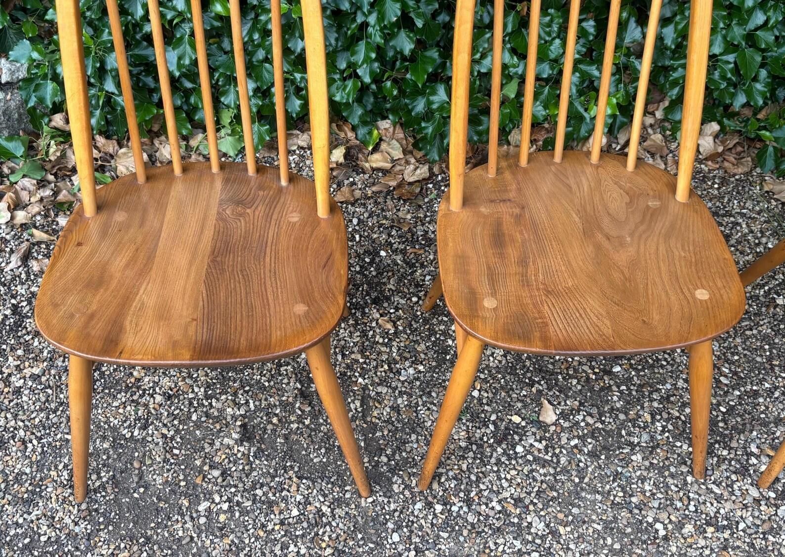 photo vinterior Set Of Six Ercol Windsor 365 Quaker Dining Chairs C.1960s