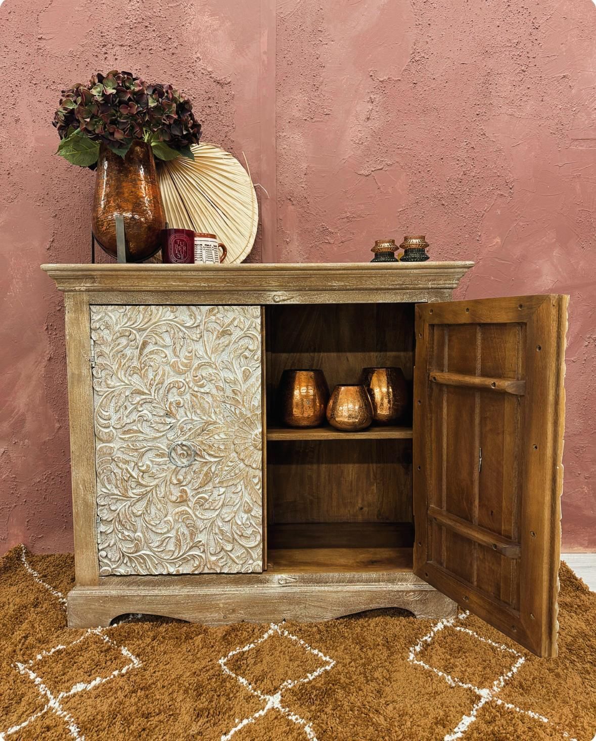Two Door Mango Wood Sideboard   (Khsd98c) photo furniture