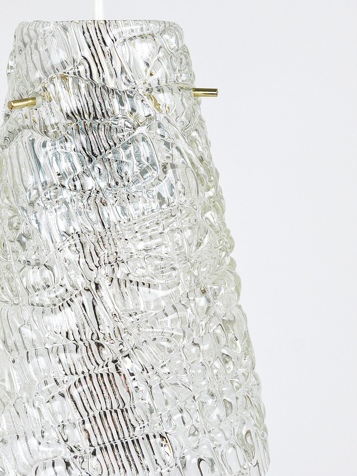 J.T. Kalmar Mid Century Textured Glass & Brass Pendant Lamp, Austria, 1950s photo buy