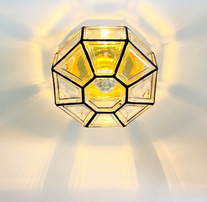 Mid-Century Modern glazen en messing plafondlamp van Limburg, Duitsland, jaren 1960 photo vinterior