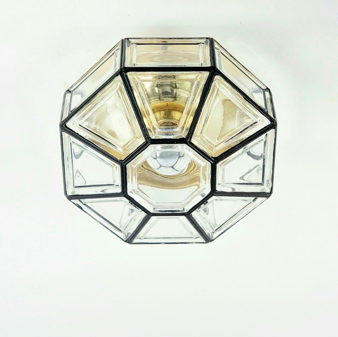Mid-Century Modern glazen en messing plafondlamp van Limburg, Duitsland, jaren 1960 photo furniture