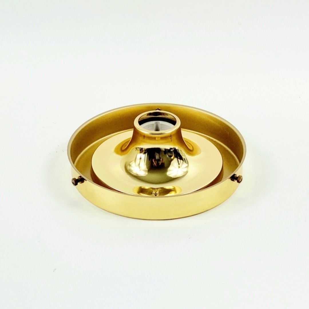 photo furniture Mid-Century Modern glazen en messing plafondlamp van Limburg, Duitsland, jaren 1960