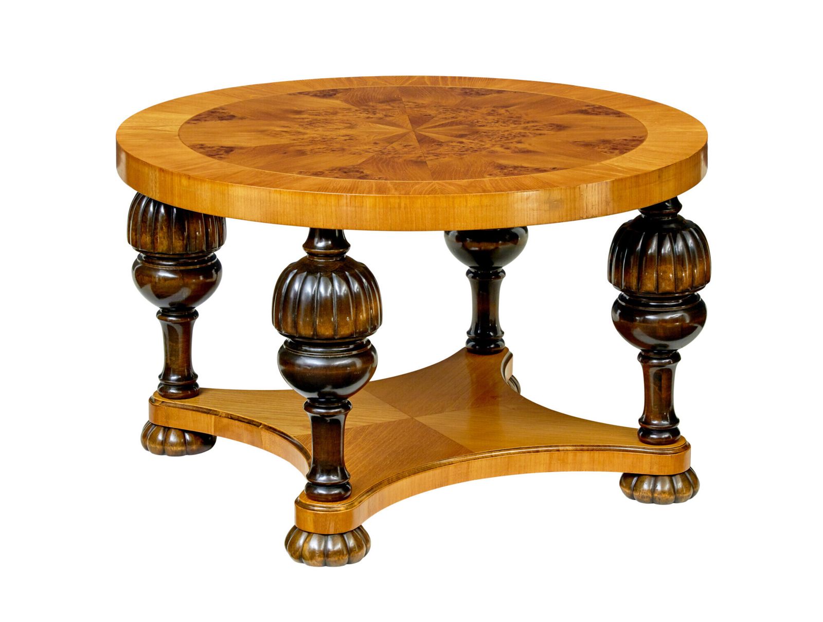 Zweedse mid-century art deco salontafel van iepenwortelhout