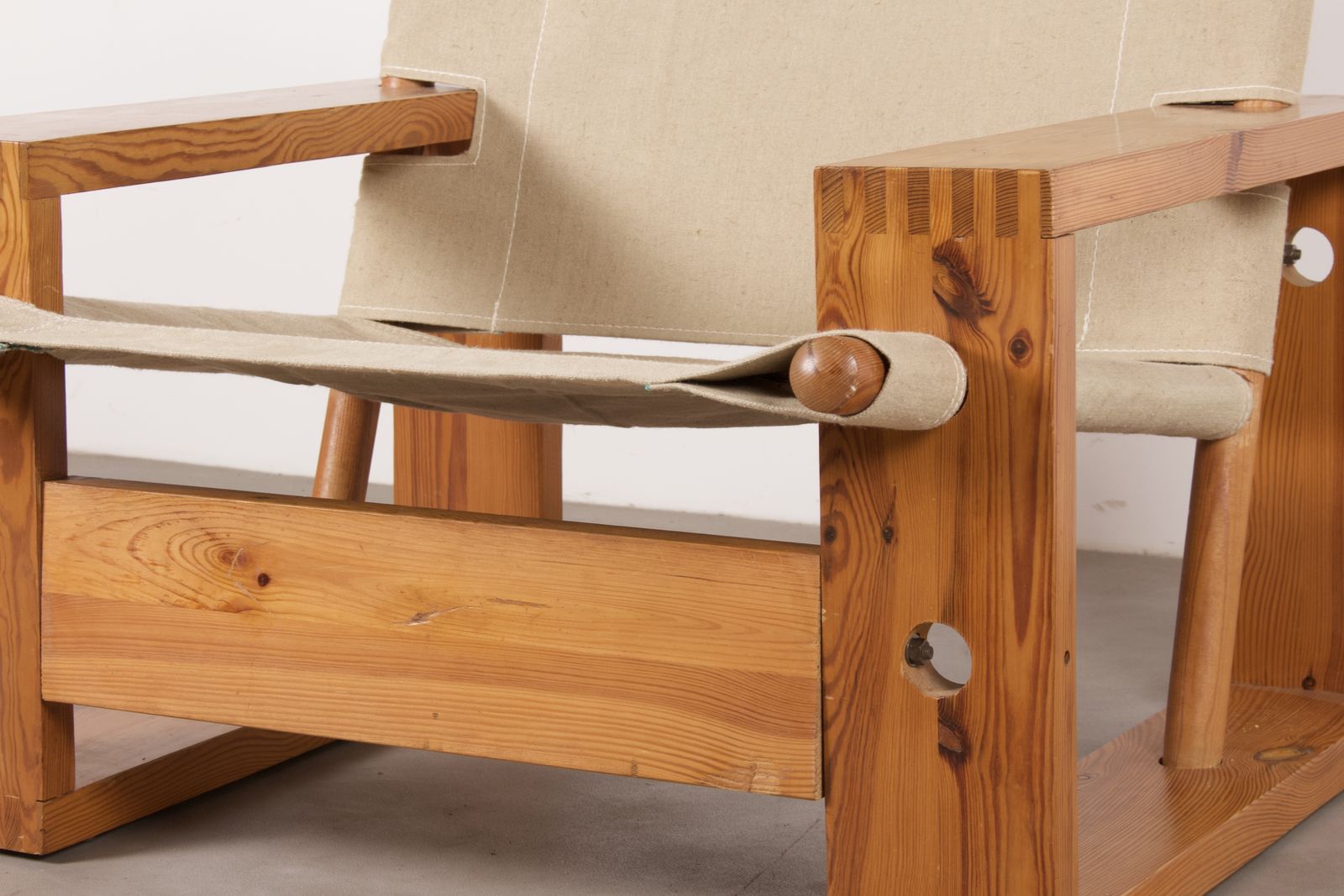 Mid-Century Modern Dutch Pine And Canvas Lounge Chair By Ate Van Apeldoorn, 1960s photo buy