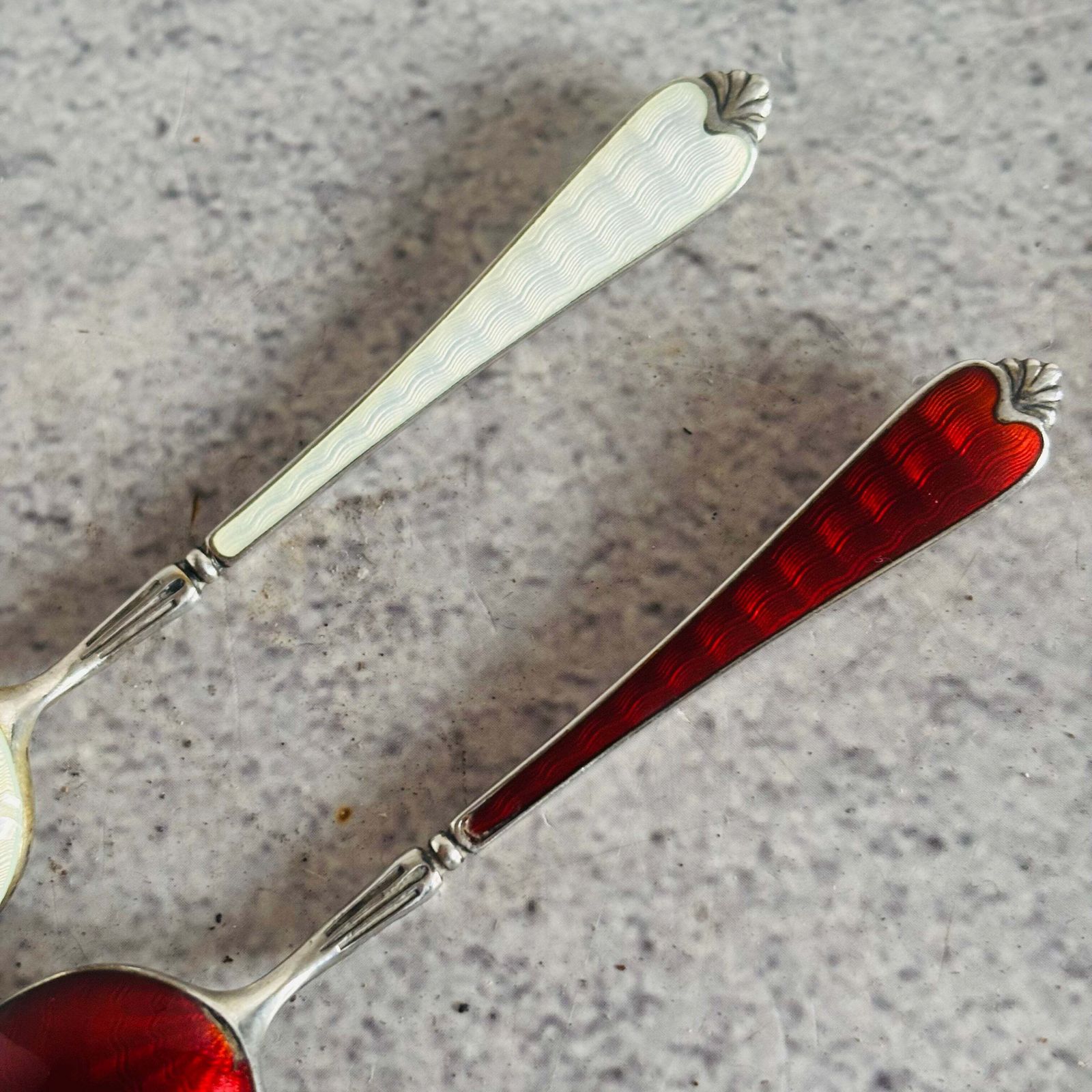 Sterling Silver Guilloche Emaille Koffielepel photo Woonaccessoires