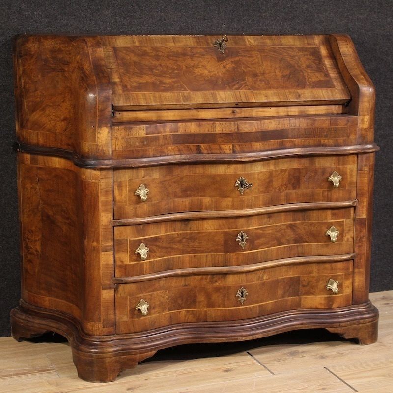 Bureau italien d'époque, à marqueterie, XXe siècle