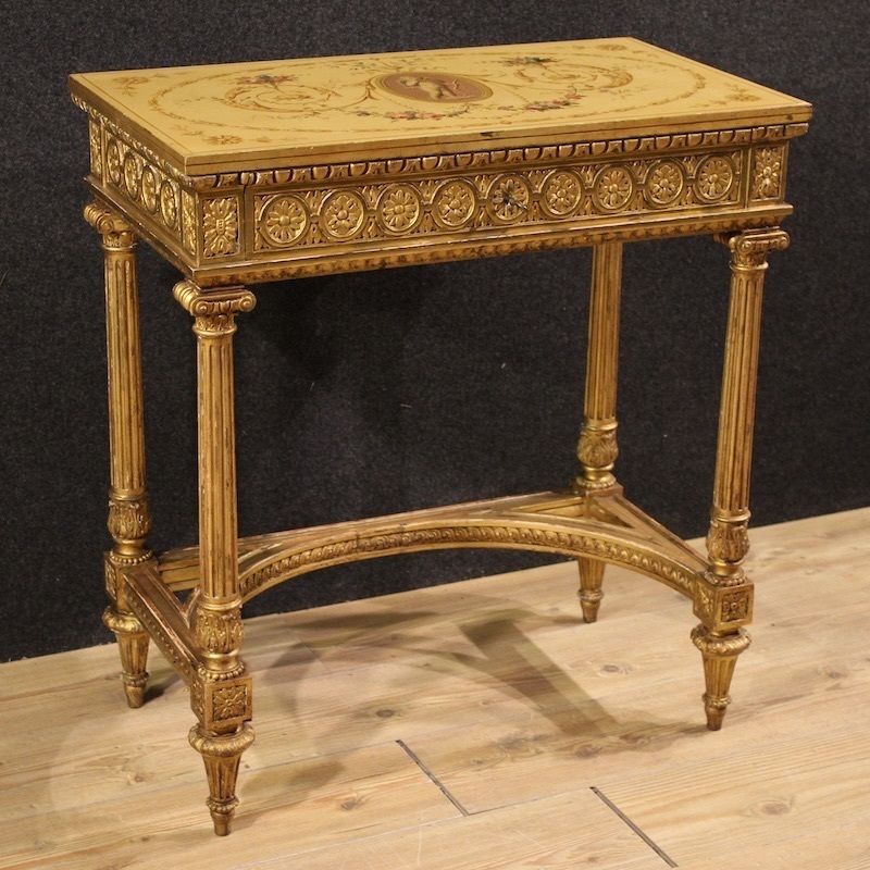 French Lacquered And Gilded Side Table By Sormani In The Louis XVI Style